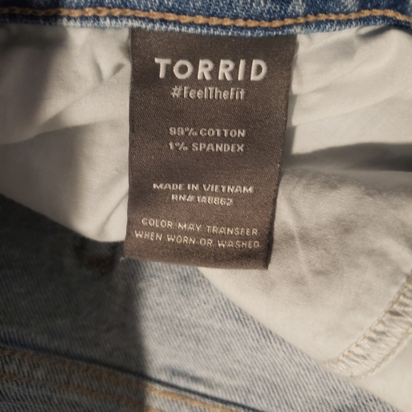 Torrid High Rise Button Fly Skinny Destroyed Ripped Jeans Size 24R - Picture 3 of 8